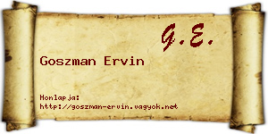 Goszman Ervin névjegykártya
